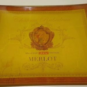 Prima Donna Chateau Rabedeau Merlot Art Glass Serving Plate (C16)